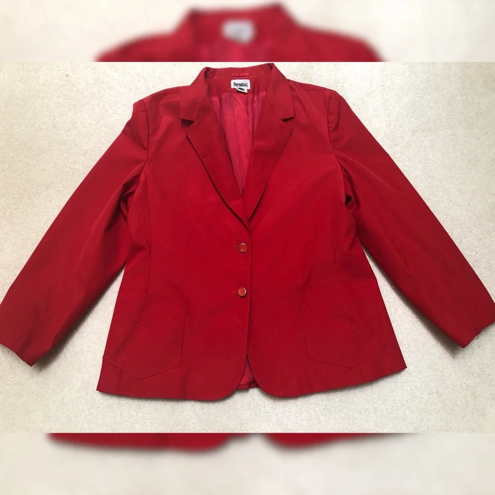 Vintage Red Blazer with Pockets - Picture 3 of 8